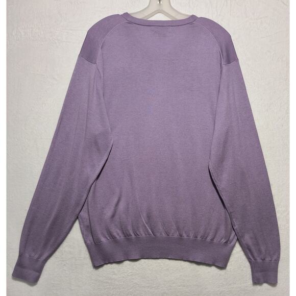 Peter Millar Crown Soft Sweater Men's Size L Purple Cotton Silk V-Neck Golf - Picture 12 of 12